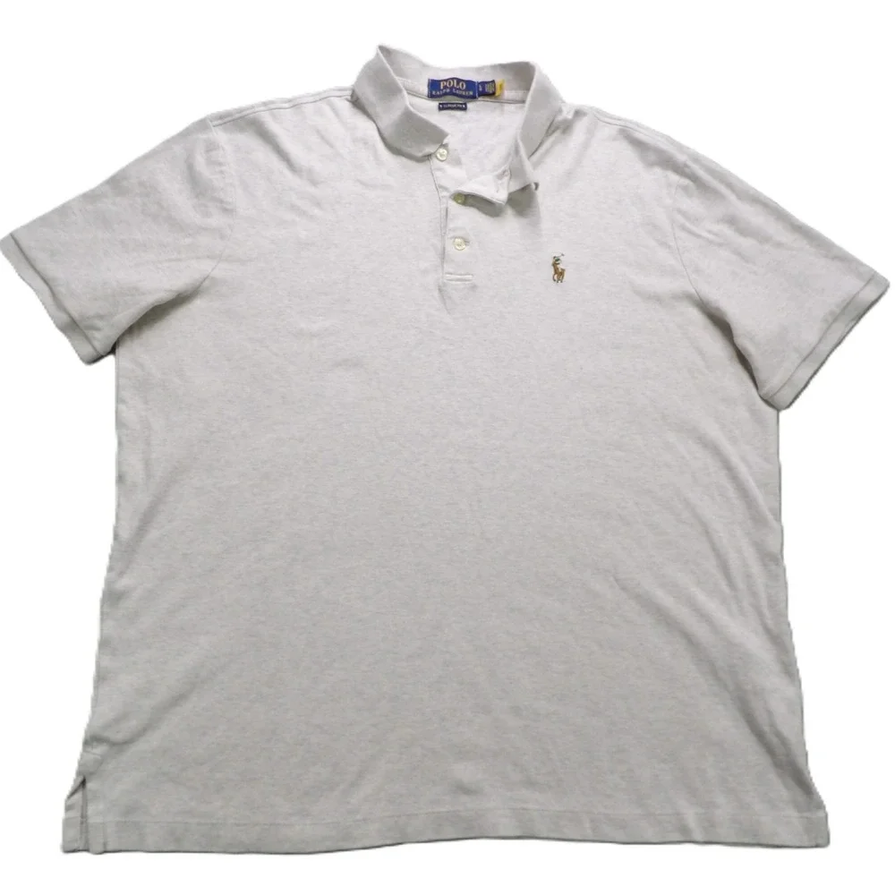 Polo Ralph Lauren Shirt Men L Classic Fit Gray Cotton Short Sleeve Flesh Pony SS